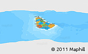 Political Panoramic Map of Barbados, single color outside, bathymetry sea