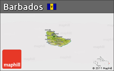 Satellite Panoramic Map of Barbados, cropped outside