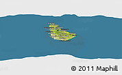 Satellite Panoramic Map of Barbados, darken, desaturated, land only
