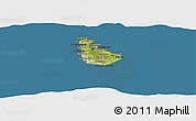 Satellite Panoramic Map of Barbados, darken, land only