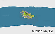 Satellite Panoramic Map of Barbados, desaturated, land only