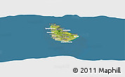 Satellite Panoramic Map of Barbados, lighten, desaturated, land only