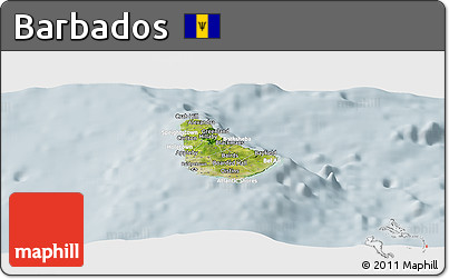 Satellite Panoramic Map of Barbados, lighten