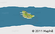 Satellite Panoramic Map of Barbados, lighten, land only