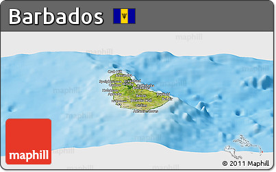Satellite Panoramic Map of Barbados, physical outside