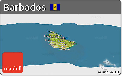 Satellite Panoramic Map of Barbados, semi-desaturated, land only