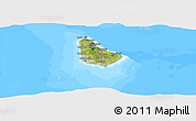 Satellite Panoramic Map of Barbados, single color outside, bathymetry sea