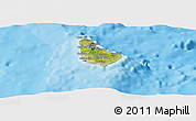 Satellite Panoramic Map of Barbados, single color outside, bathymetry sea, shaded relief sea