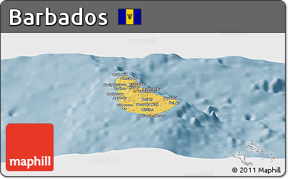 Savanna Style Panoramic Map of Barbados
