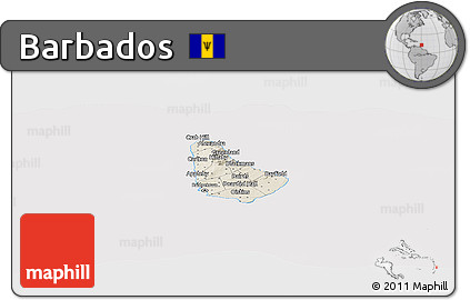 Shaded Relief Panoramic Map of Barbados, cropped outside