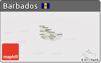 Shaded Relief Panoramic Map of Barbados, cropped outside