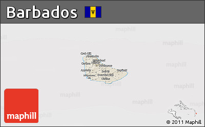 Shaded Relief Panoramic Map of Barbados, cropped outside