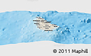 Shaded Relief Panoramic Map of Barbados, darken, semi-desaturated, land only