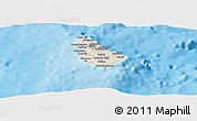 Shaded Relief Panoramic Map of Barbados, desaturated, land only