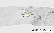 Shaded Relief Panoramic Map of Barbados, lighten, desaturated