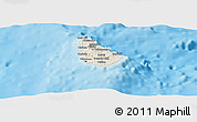 Shaded Relief Panoramic Map of Barbados, lighten, semi-desaturated, land only