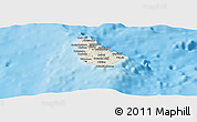 Shaded Relief Panoramic Map of Barbados, semi-desaturated, land only