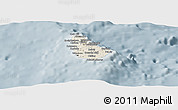 Shaded Relief Panoramic Map of Barbados, semi-desaturated
