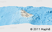 Shaded Relief Panoramic Map of Barbados, single color outside