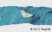 Shaded Relief Panoramic Map of Barbados, single color outside, satellite sea