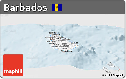Silver Style Panoramic Map of Barbados