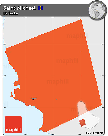 Political Simple Map of Saint Michael, single color outside
