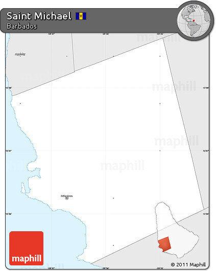 Silver Style Simple Map of Saint Michael