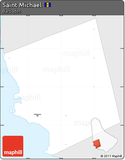 Silver Style Simple Map of Saint Michael, single color outside