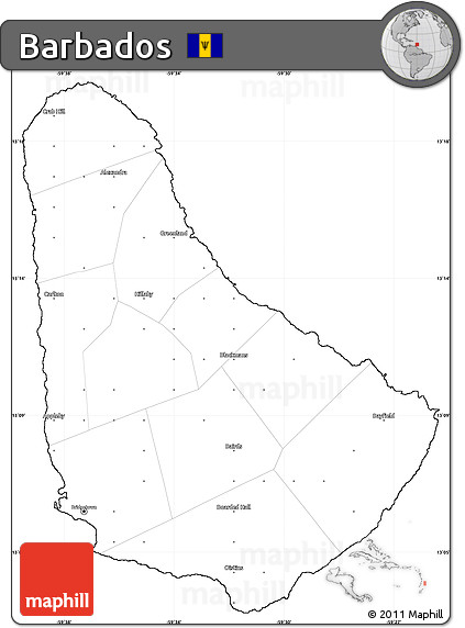 Blank Simple Map of Barbados, cropped outside