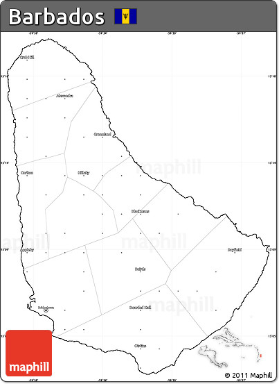 Blank Simple Map of Barbados, cropped outside