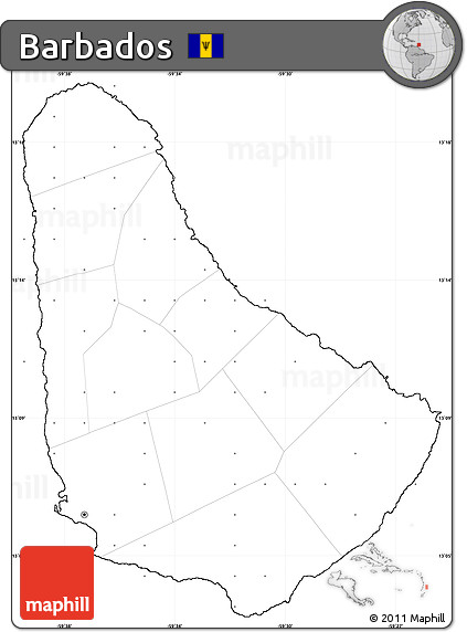 Blank Simple Map of Barbados, no labels