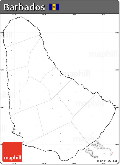 Blank Simple Map of Barbados, no labels