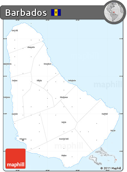 Classic Style Simple Map of Barbados