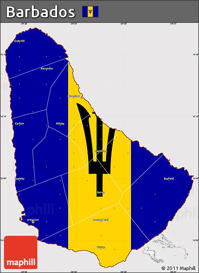 Flag Simple Map of Barbados