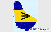Flag Simple Map of Barbados, single color outside, borders and labels, flag aligned to the middle