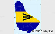 Flag Simple Map of Barbados, single color outside, borders and labels, flag rotated
