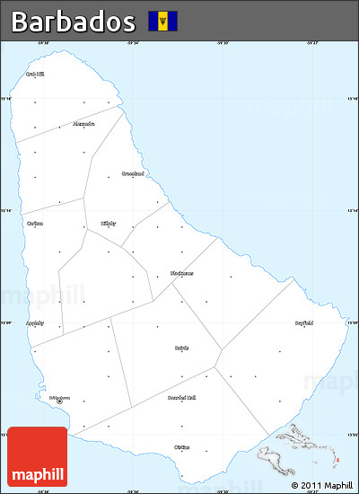 Gray Simple Map of Barbados, single color outside