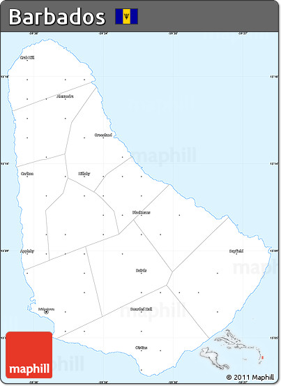 Gray Simple Map of Barbados, single color outside
