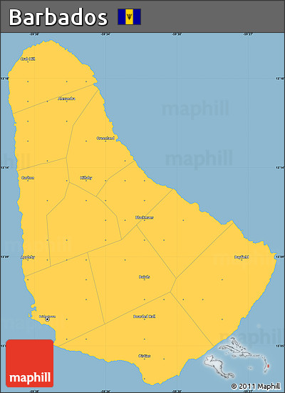 Savanna Style Simple Map of Barbados, single color outside