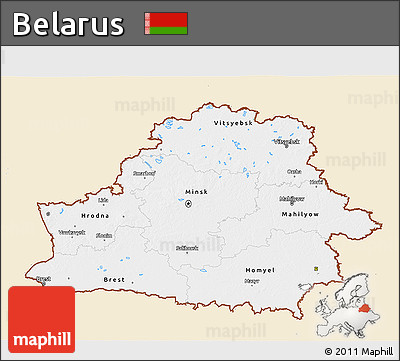 Classic Style 3D Map of Belarus, single color outside
