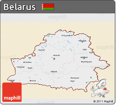 Classic Style 3D Map of Belarus, single color outside