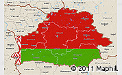 Flag 3D Map of Belarus, shaded relief outside, flag centered