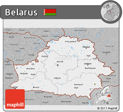 Gray 3D Map of Belarus