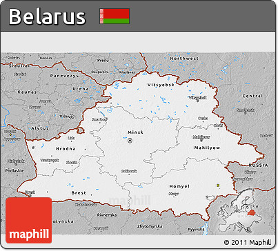 Gray 3D Map of Belarus
