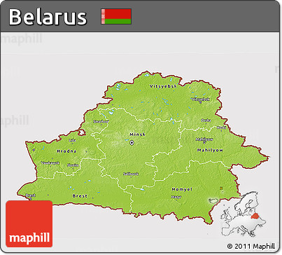 Physical 3D Map of Belarus, cropped outside