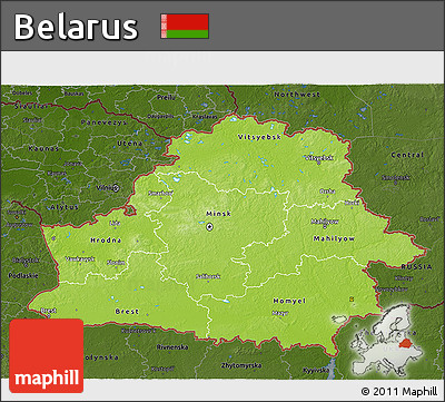 Physical 3D Map of Belarus, darken