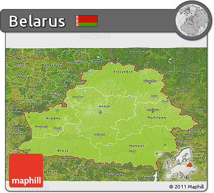 Physical 3D Map of Belarus, satellite outside