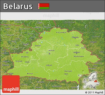 Physical 3D Map of Belarus, satellite outside