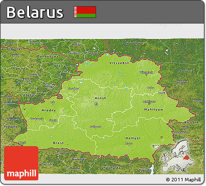 Physical 3D Map of Belarus, satellite outside