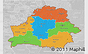 Political 3D Map of Belarus, lighten, desaturated